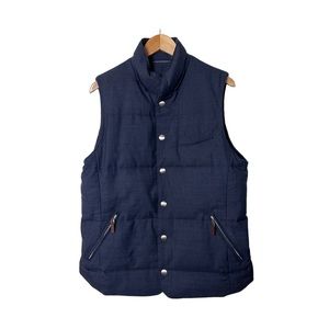 SUITSUPPLY Zip Bodywarmer Waistcoat Vest Men's Down Filled Wool Quilted Blue L